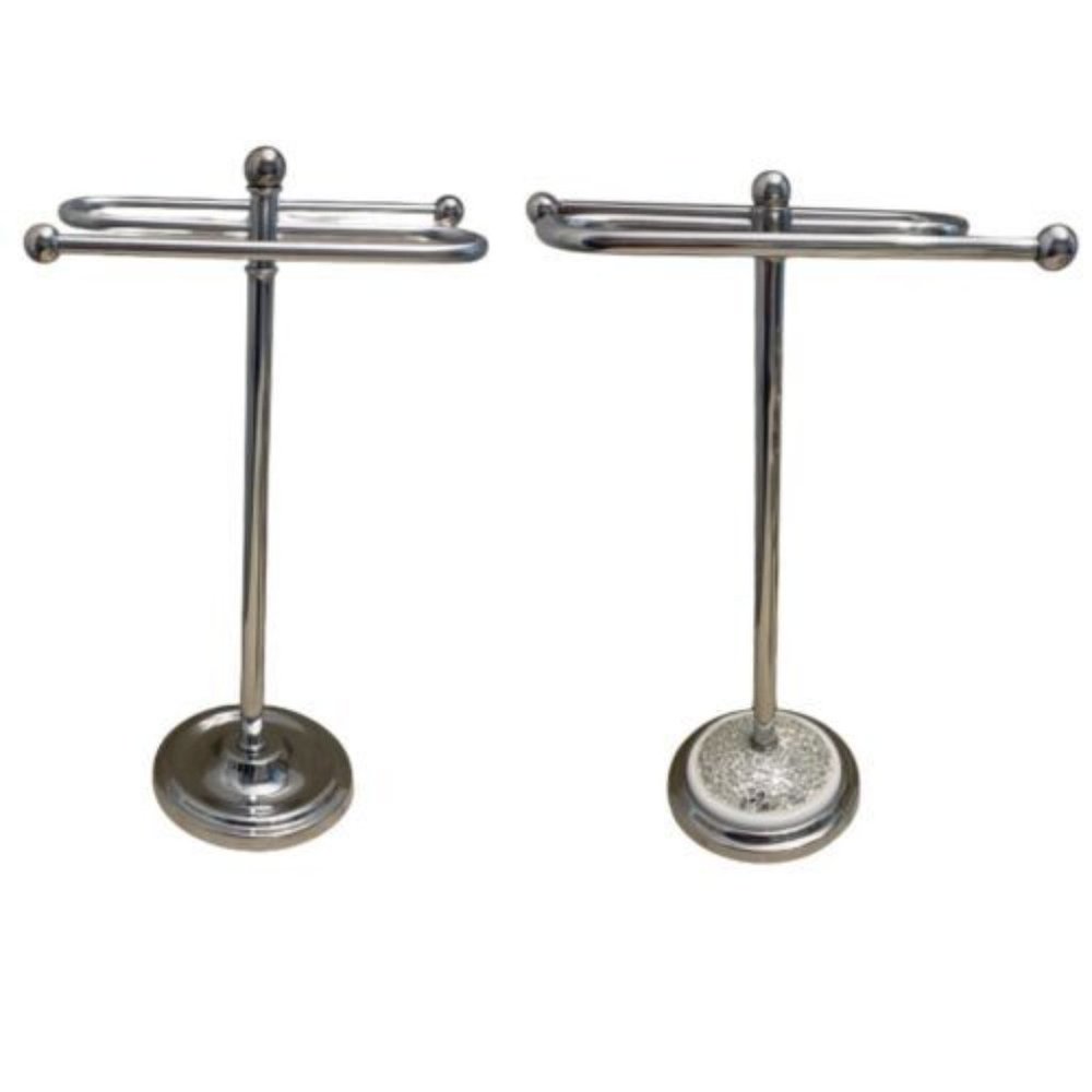 Mosaic and Stainless Steel Chrome Towel Stands - Set of 2
